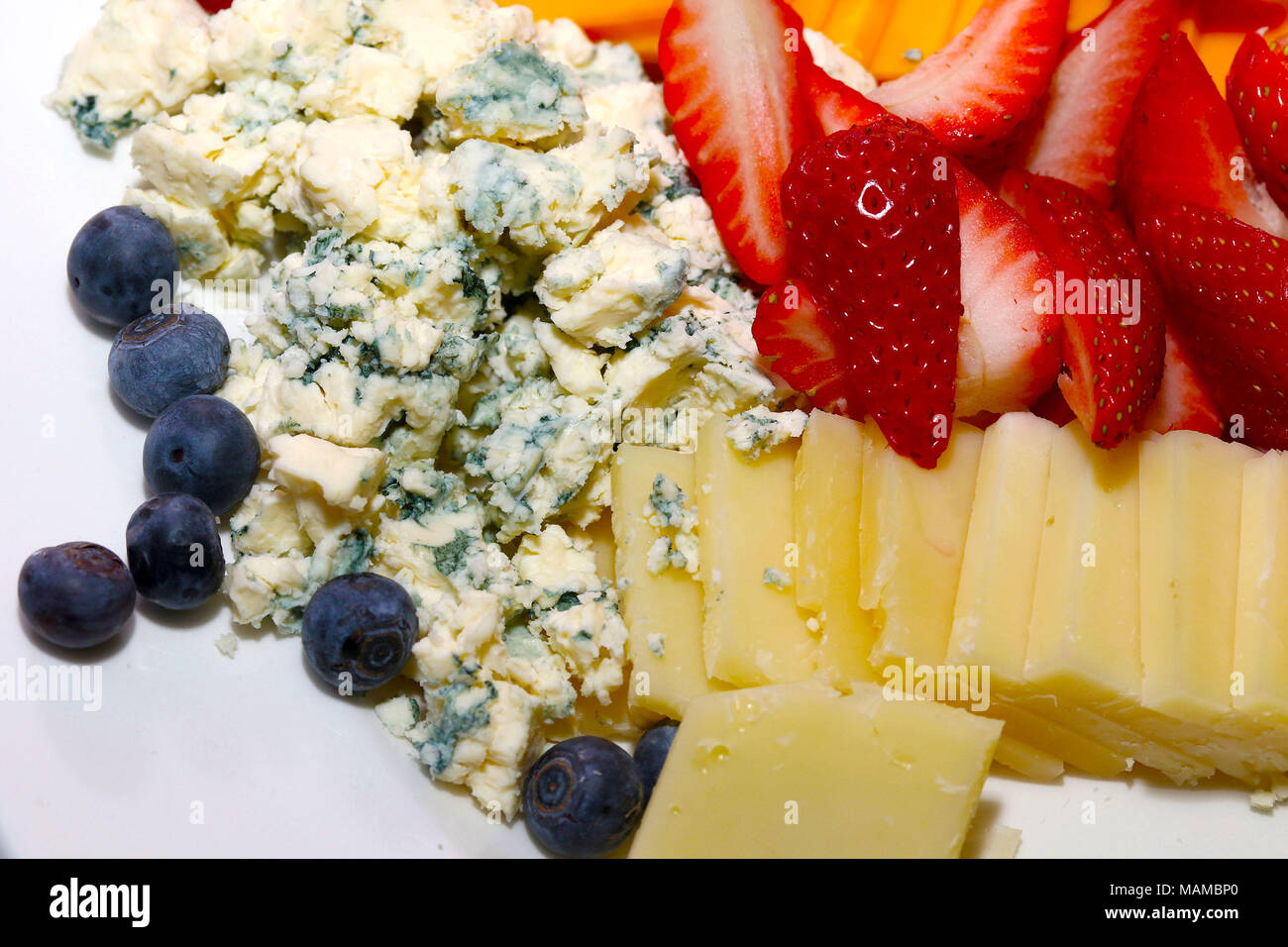 Fruit and cheese plate Stock Photo Alamy