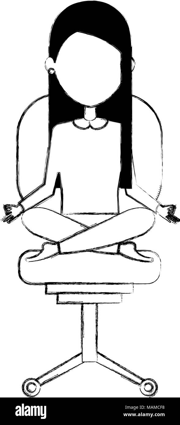 businesswoman doing the lotus position in office chair vector