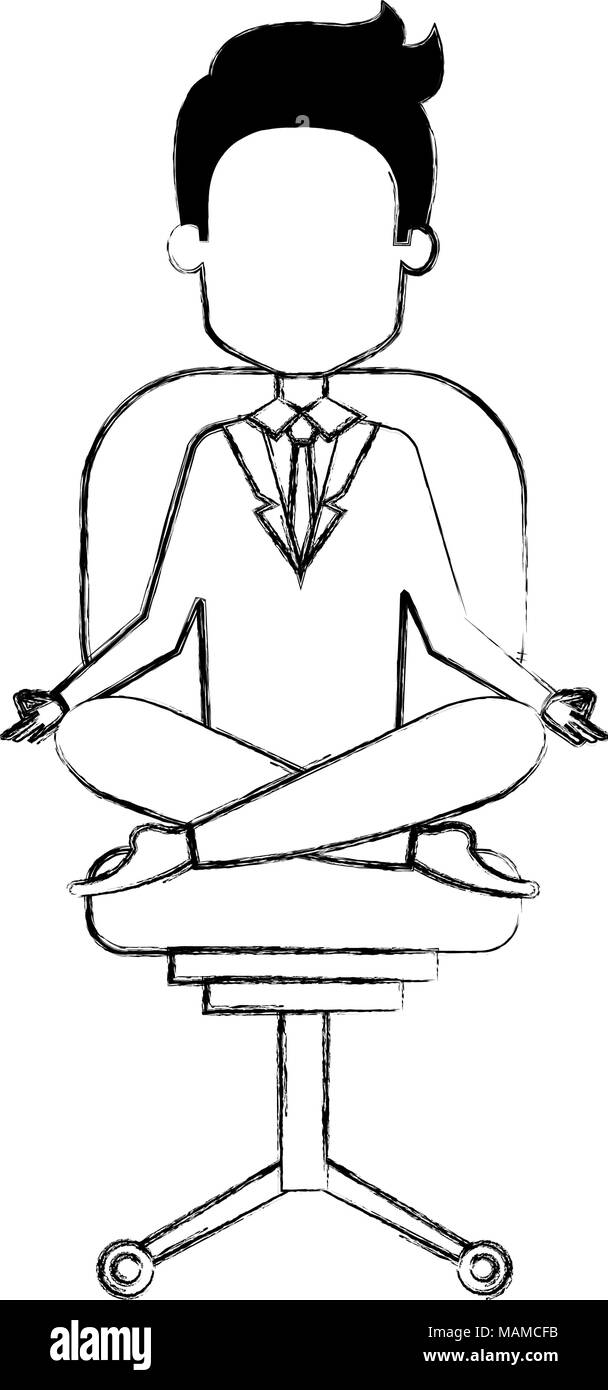 businessman doing the lotus position in office chair vector