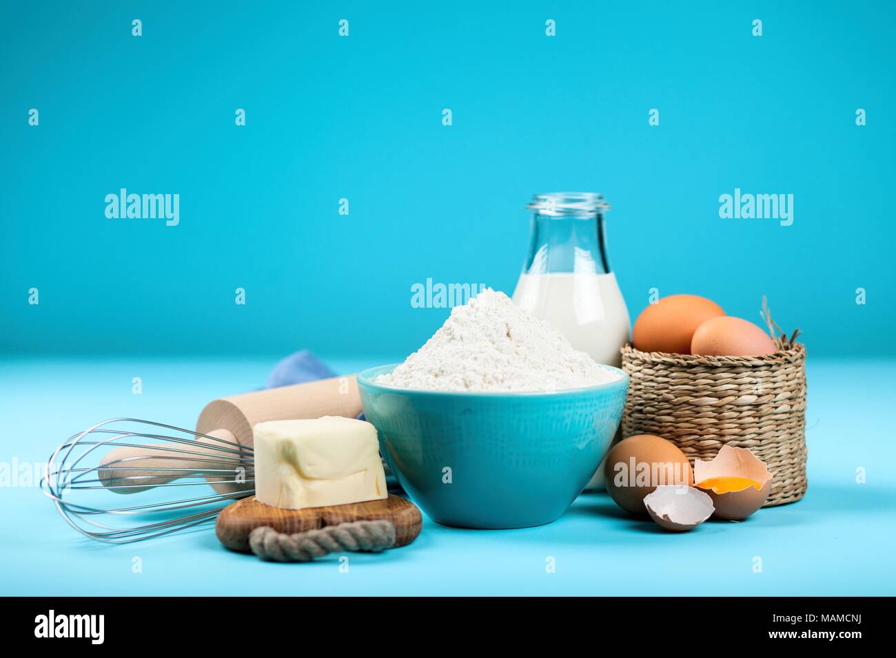 Basic baking ingredients Stock Photo Alamy