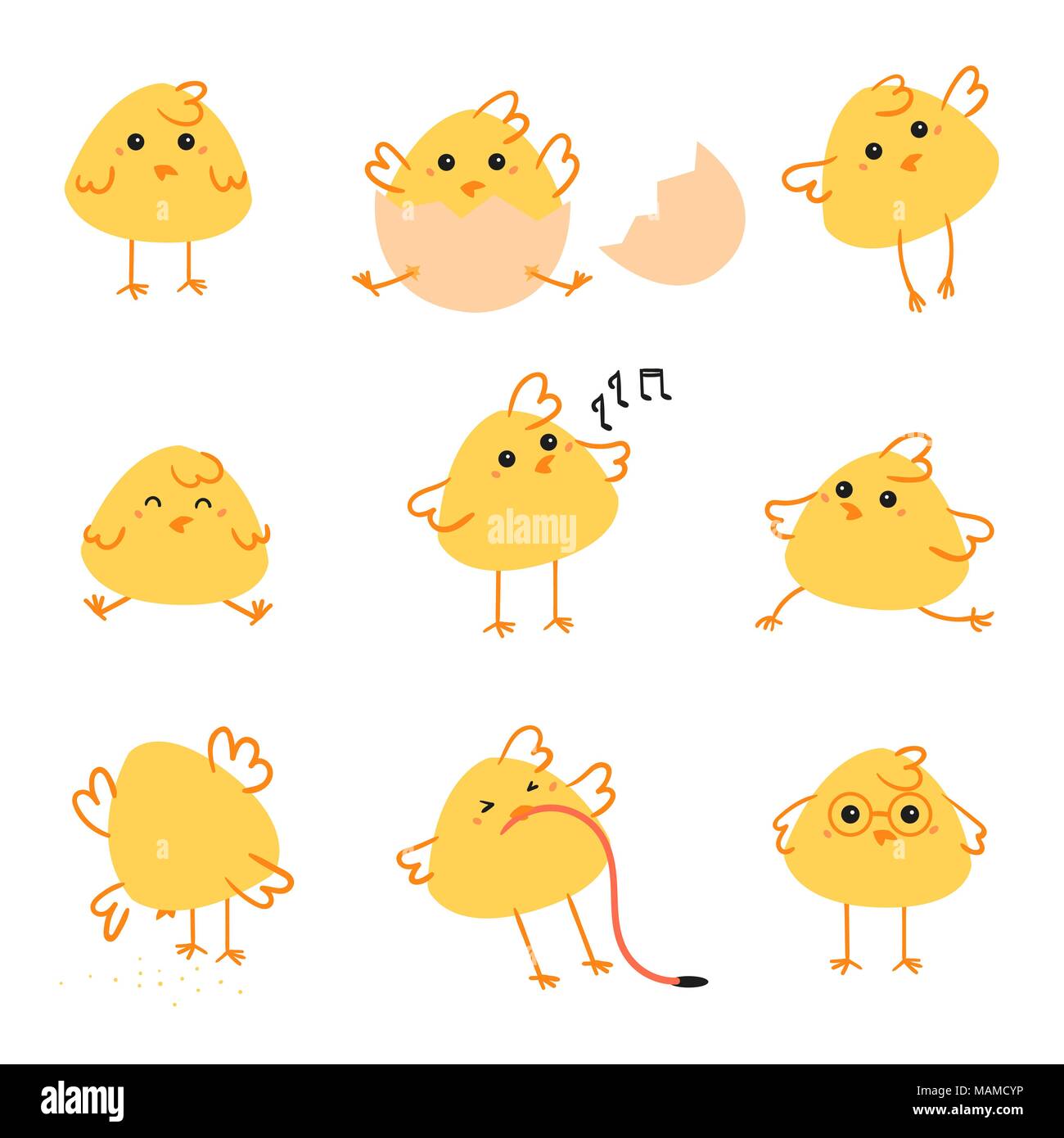 Happy Easter day chicken illustration Stock Vector