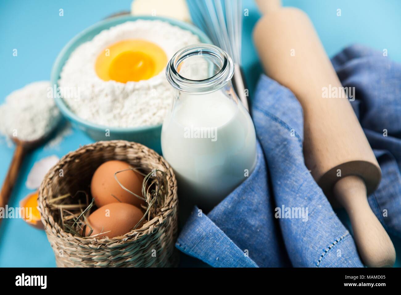 Basic baking ingredients Stock Photo Alamy
