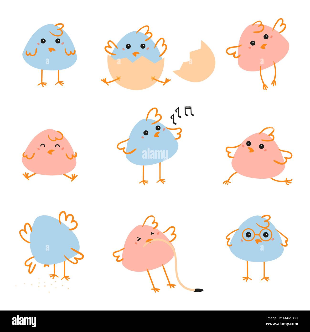 Happy Easter day chicken illustration Stock Vector