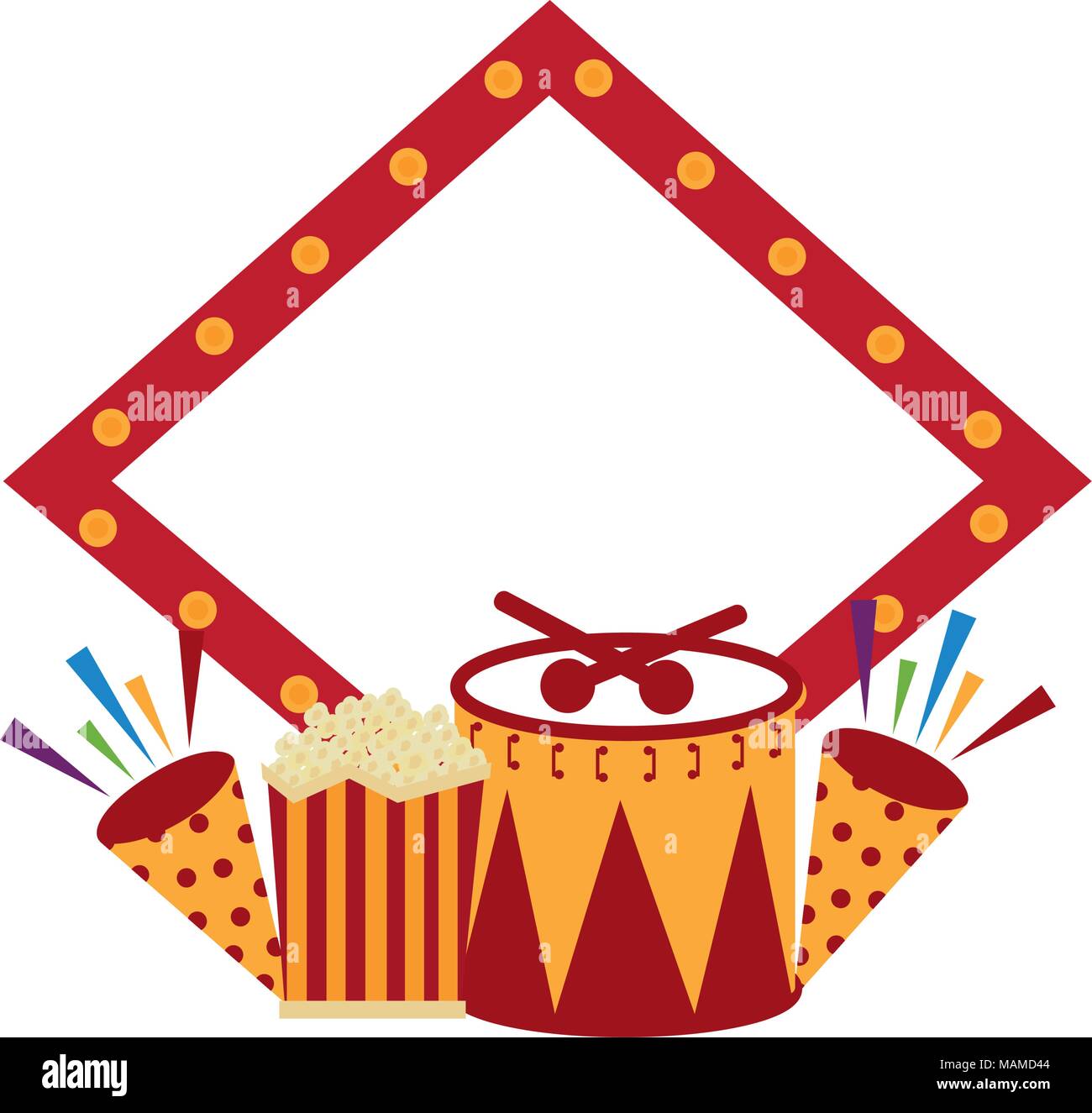 diamond frame with carnival elements Stock Vector