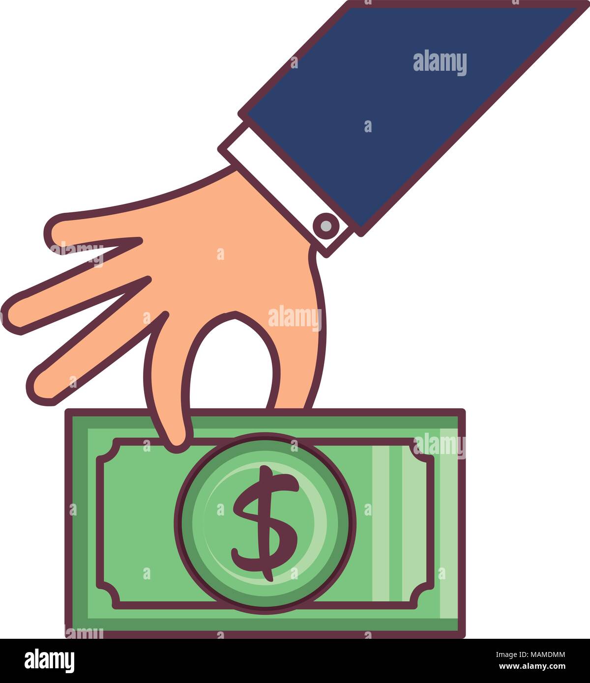hand with bill dollar money icon Stock Vector Image & Art - Alamy