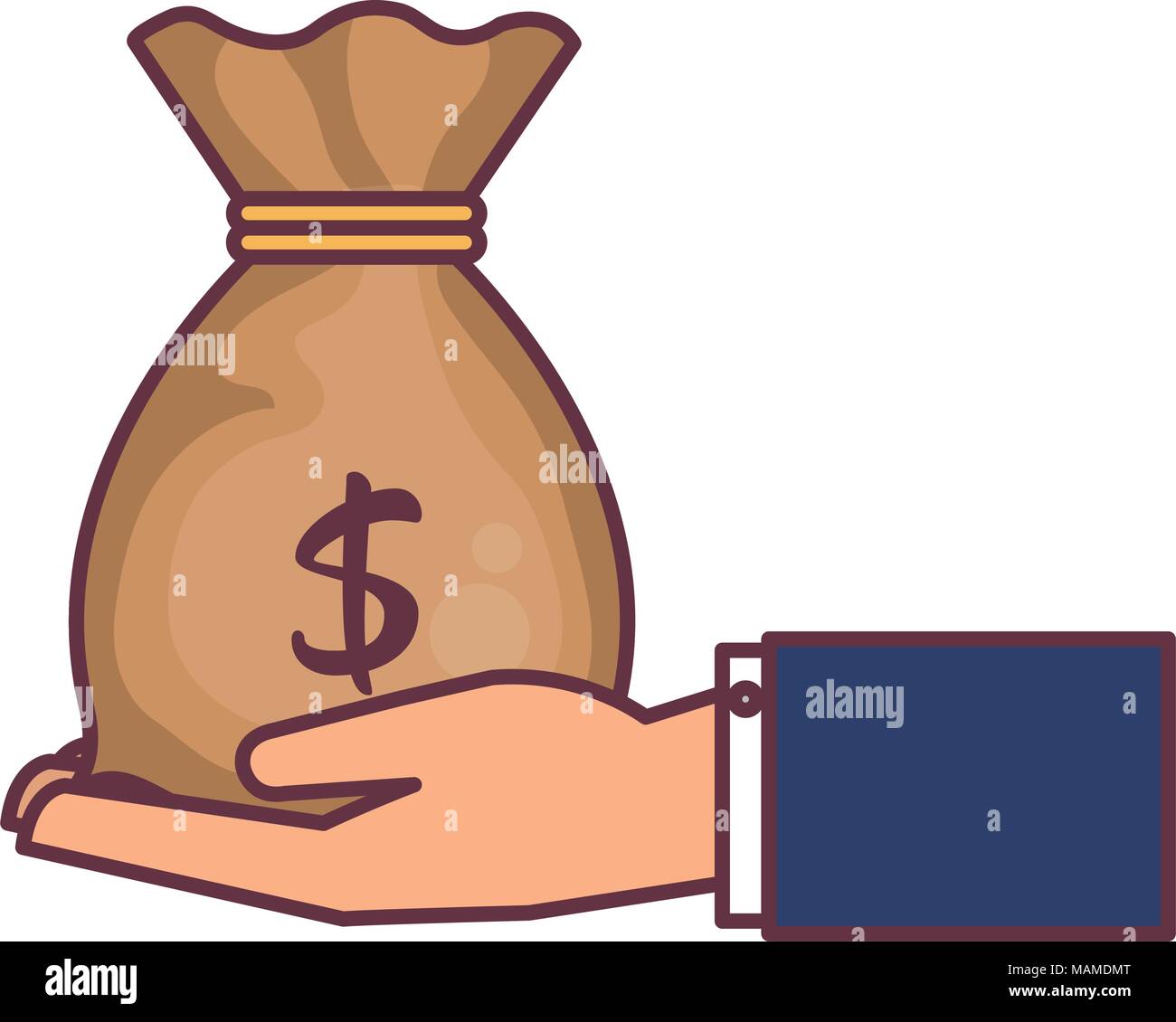 hand with money bag isolated icon Stock Vector Image & Art - Alamy