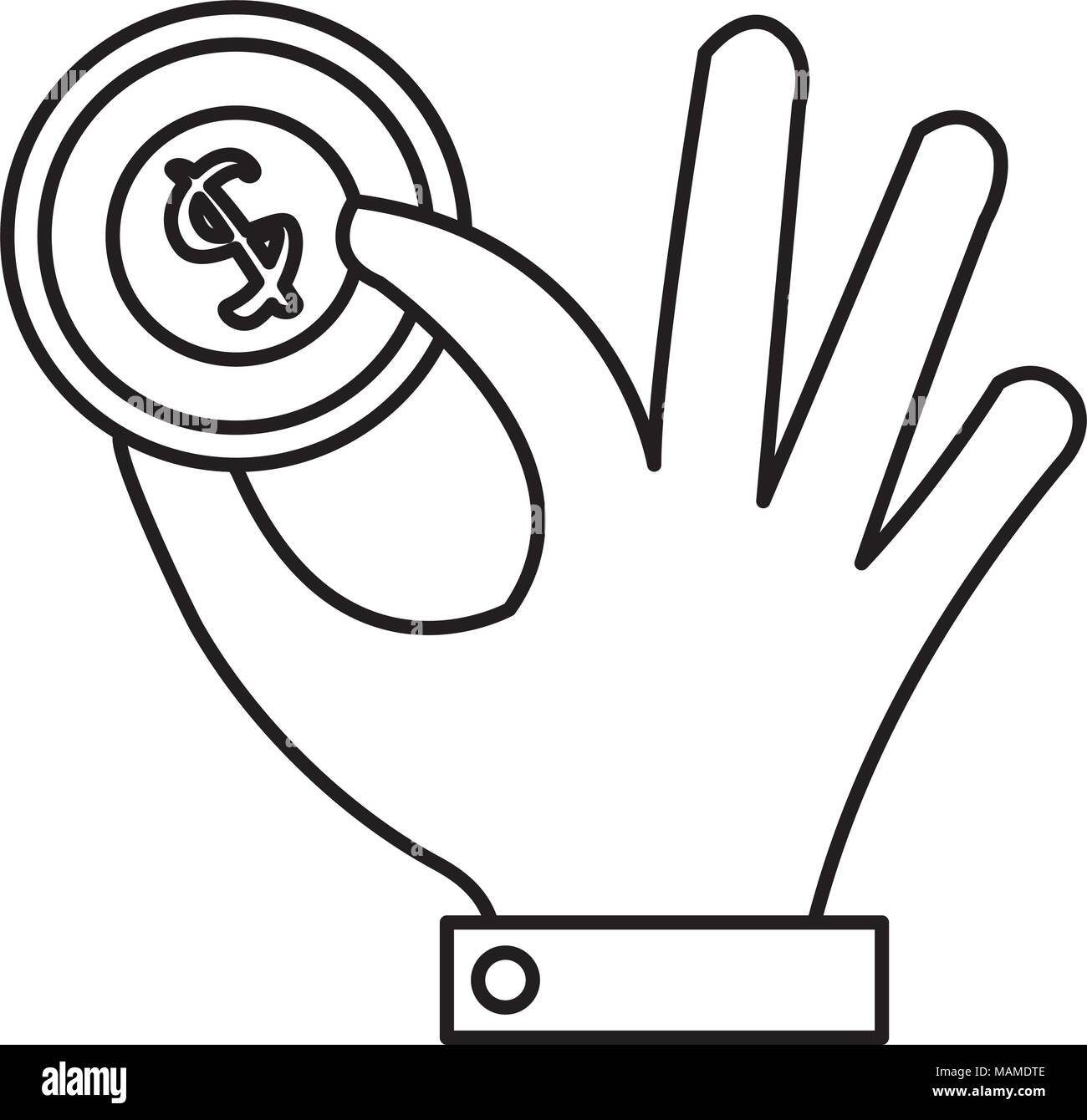 hand with coin money isolated icon Stock Vector Image & Art - Alamy