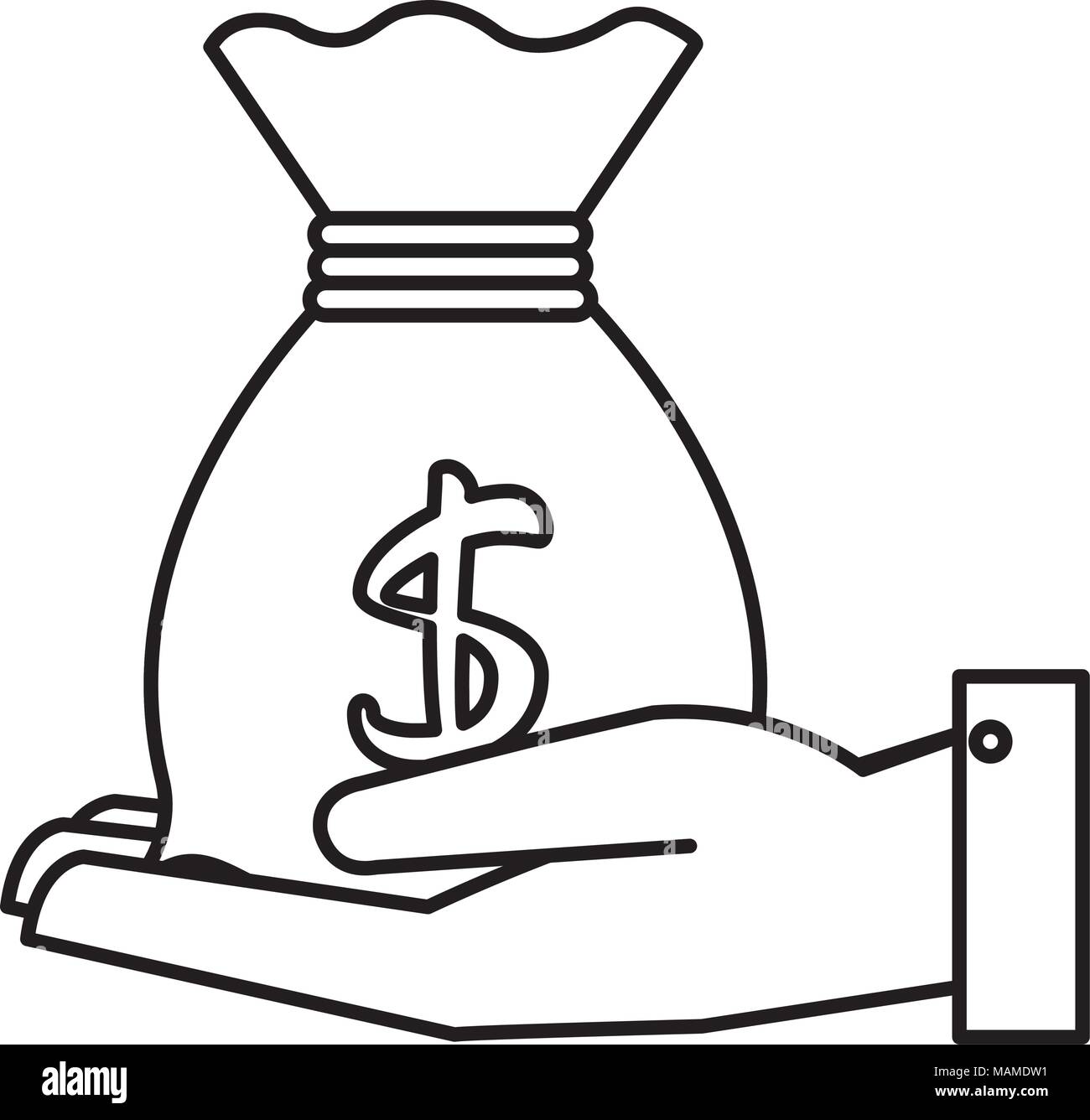 hand with money bag isolated icon Stock Vector Image & Art - Alamy