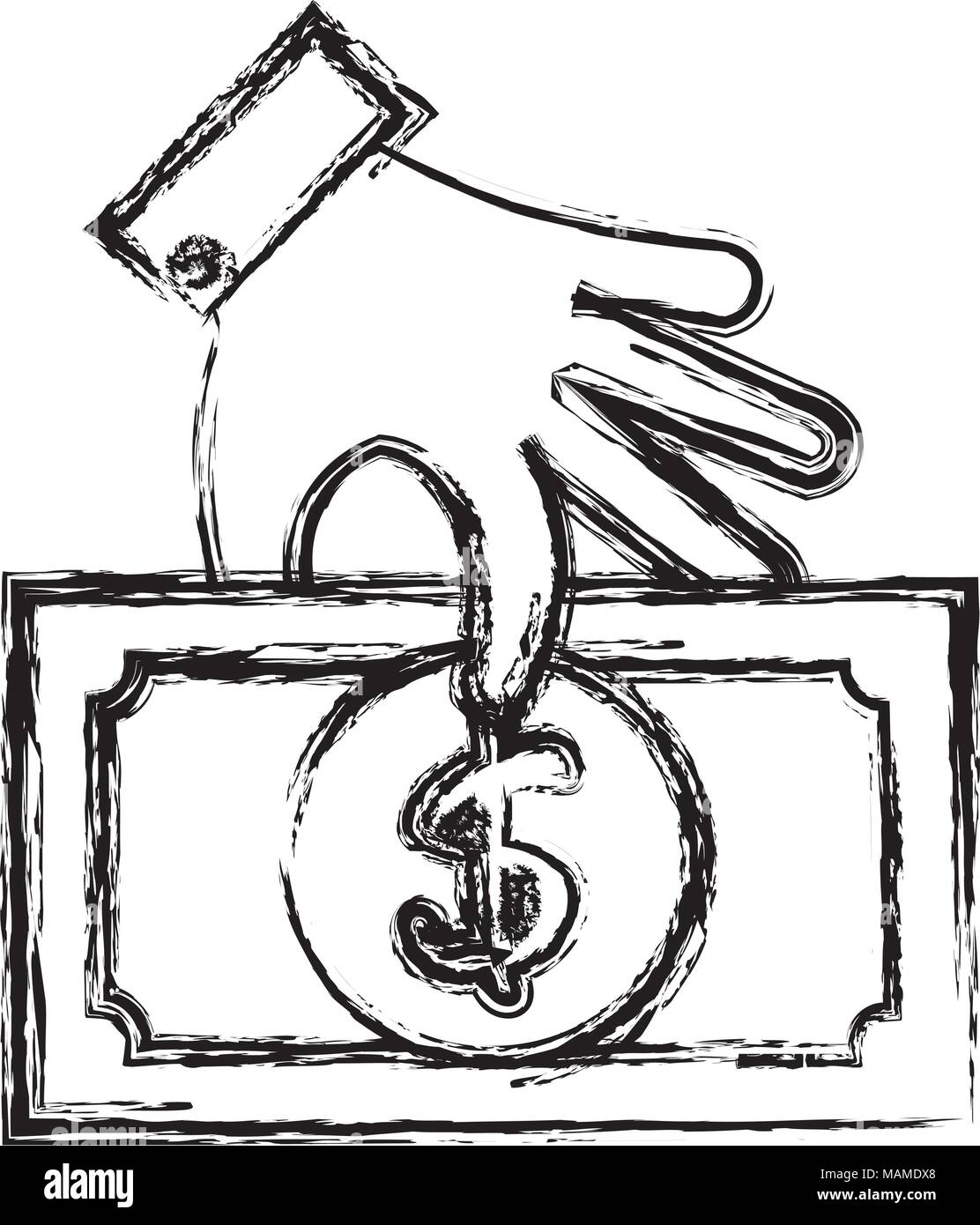hand with bill dollar money icon Stock Vector Image & Art - Alamy