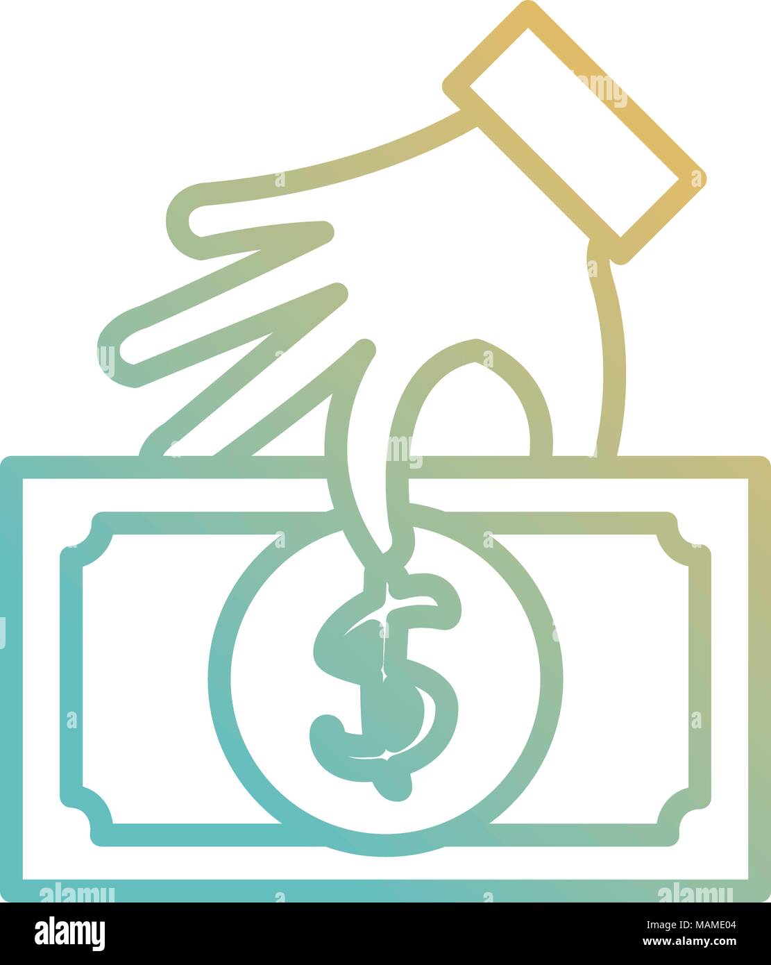 hand with bill dollar money icon Stock Vector Image & Art - Alamy