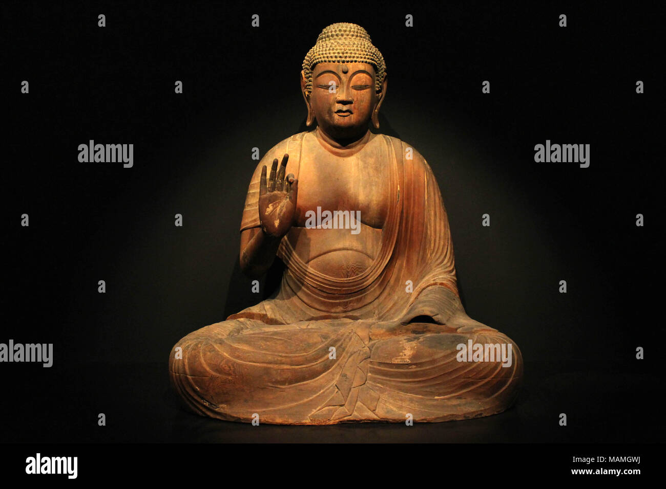 Buddha statues exhibited at Tokyo National Museum. The collectionss are impressive. Taken in Tokyo, February 2018. Stock Photo