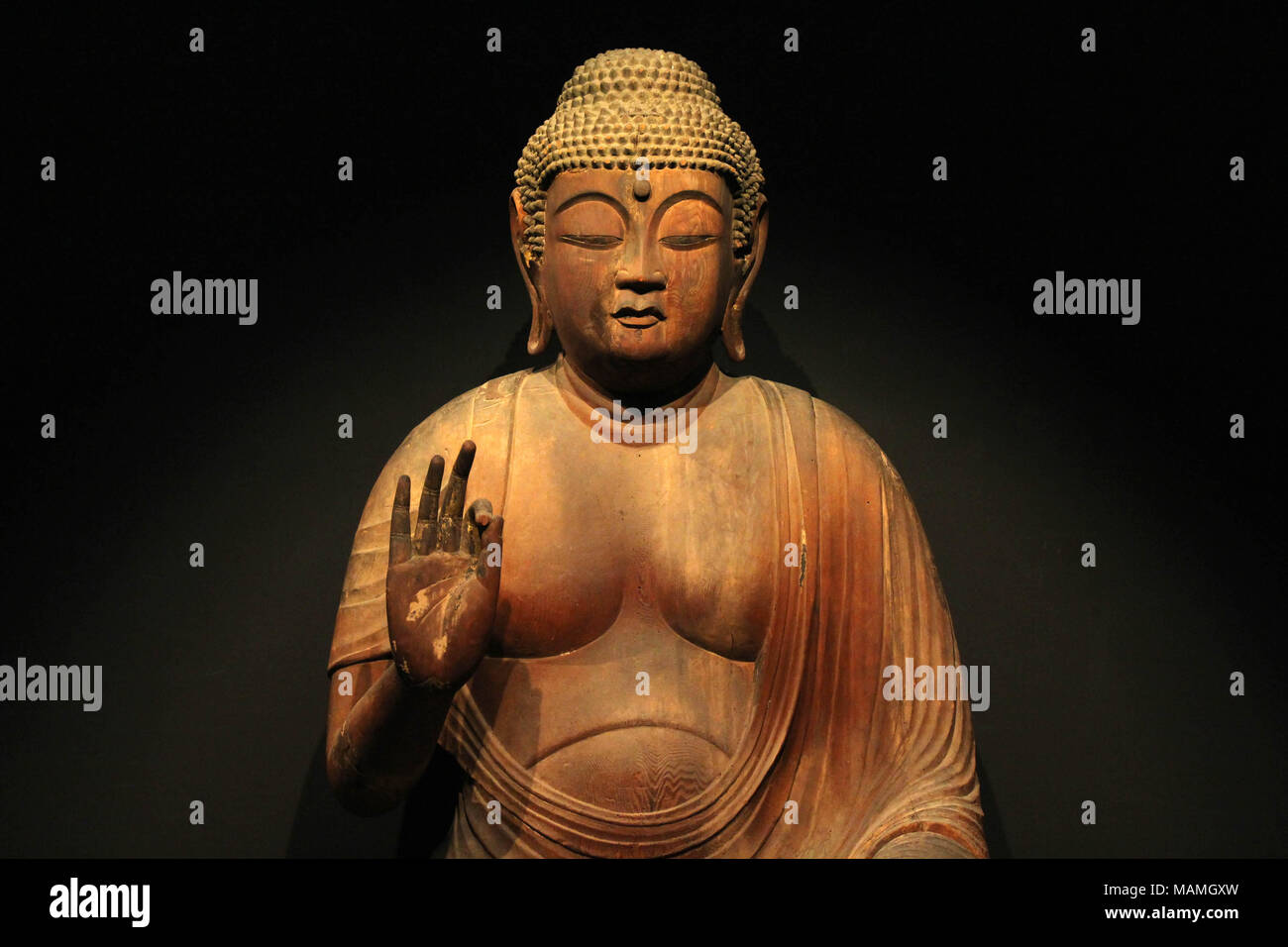 Buddha statues exhibited at Tokyo National Museum. The collectionss are impressive. Taken in Tokyo, February 2018. Stock Photo