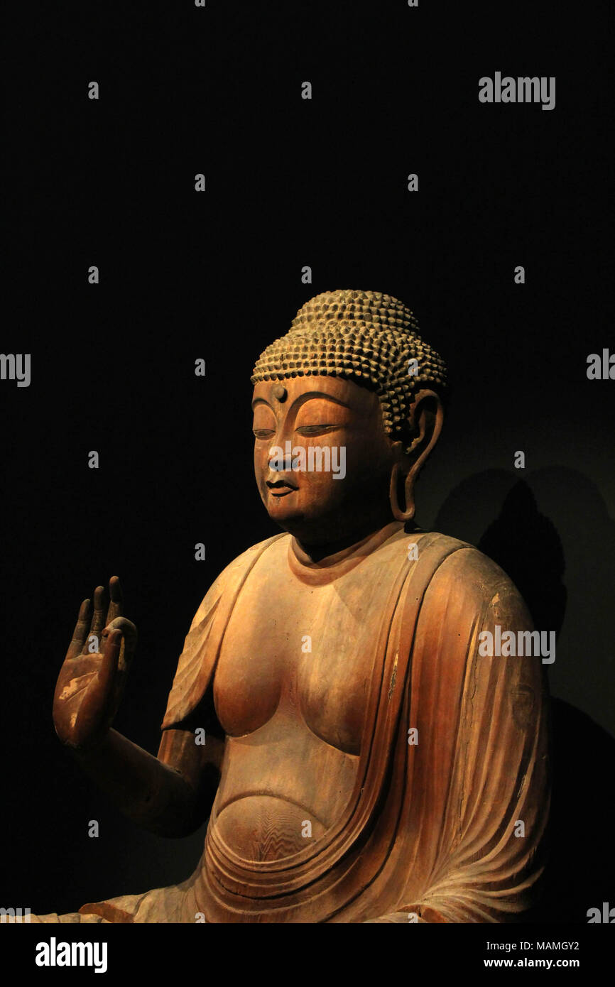 Buddha statues exhibited at Tokyo National Museum. The collectionss are impressive. Taken in Tokyo, February 2018. Stock Photo