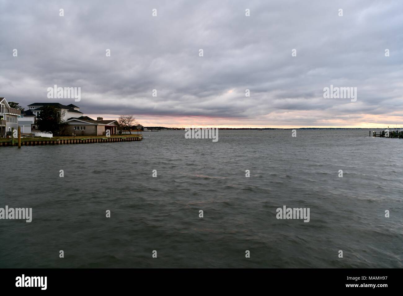 The sunset over Assawoman bay in Ocean City, Maryland, USA Stock Photo