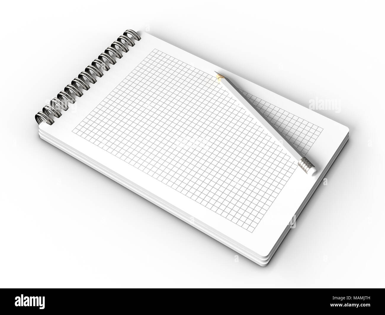 3d illustration of notepad with pencil Stock Photo