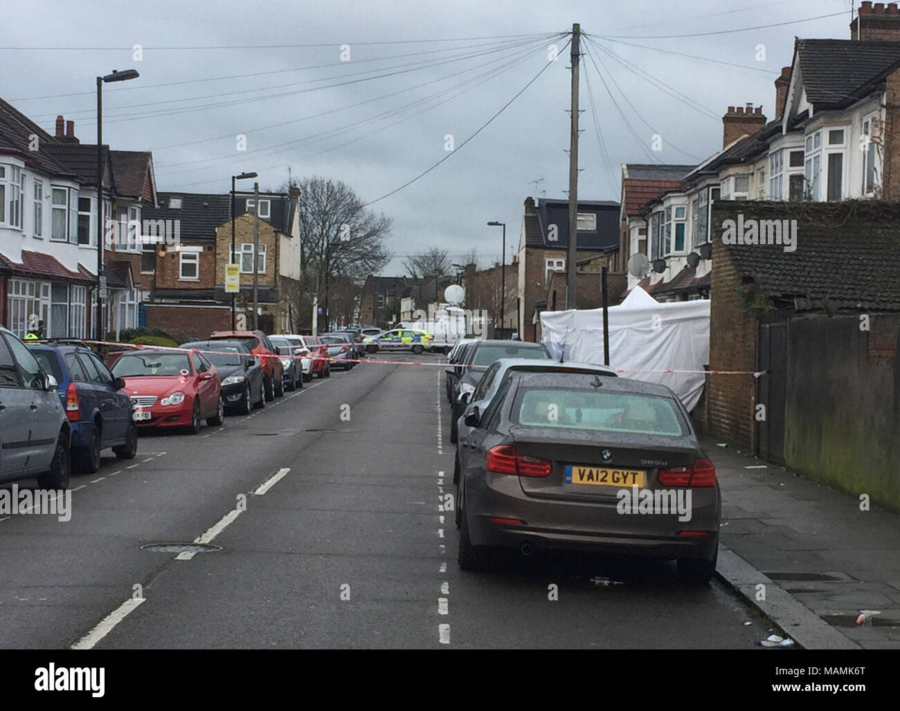 A police tent in Chalgrove Road, in Tottenham, north London, where a 17yearold girl has died