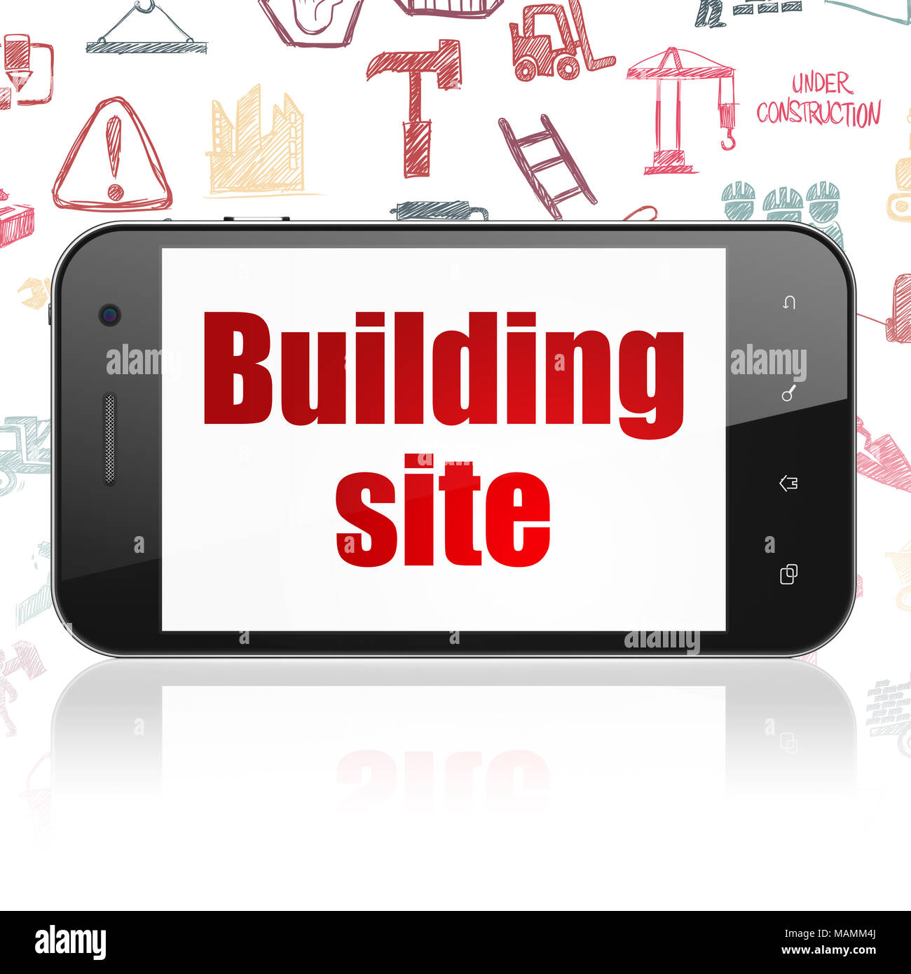 Building construction concept: Smartphone with Building Site on display ...