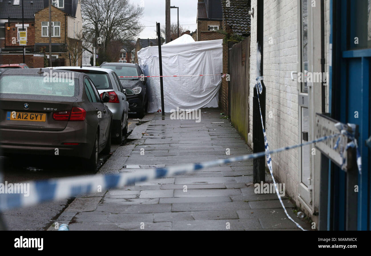 A police tent in Chalgrove Road, Tottenham, north London, where a 17yearold girl has died
