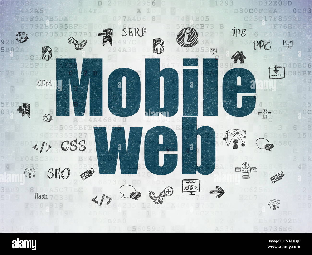 Web design concept: Mobile Web on Digital Data Paper background Stock ...