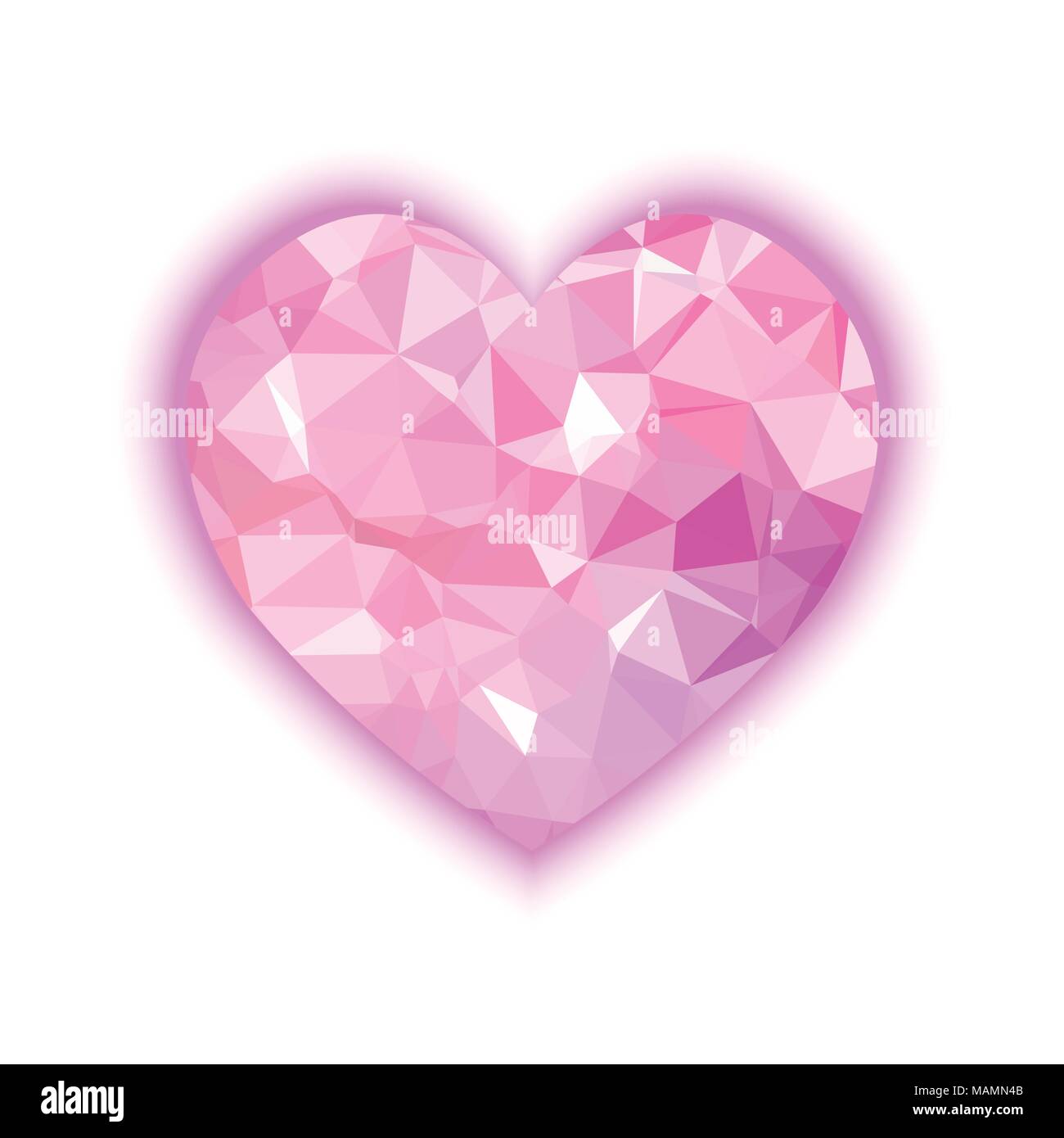 Pink polygon heart isolated on a white background. valentine day Stock ...