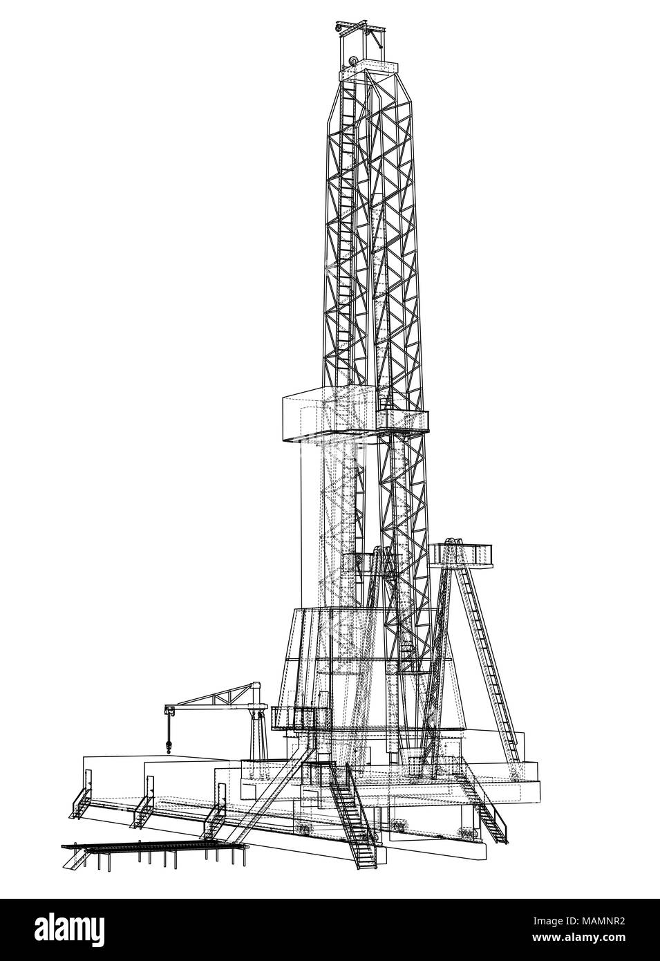 Oil rig. Detailed 3d illustration isolated on background Stock Photo ...