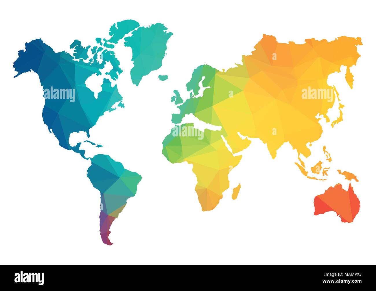 Abstract Polygon World Map - Vector illustration - Geometric Structure in blue color for presentation, booklet, website and other design projects. Pol Stock Vector