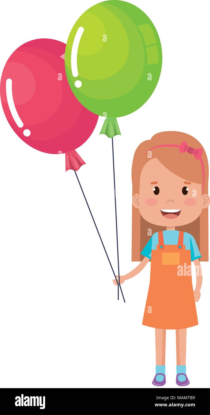 happy little girl with balloons air character Stock Vector Image & Art ...