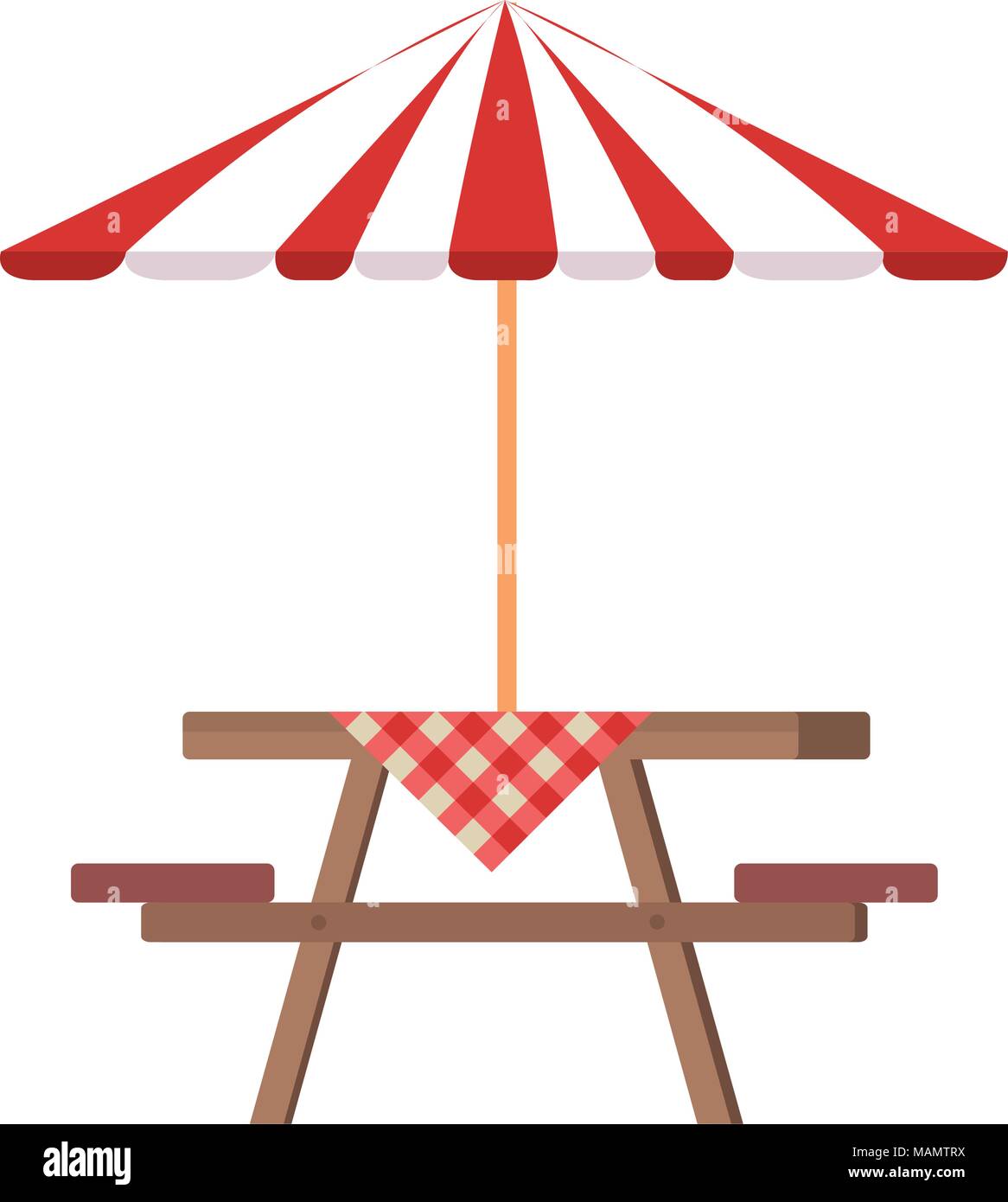 picnic table with umbrella and tableclothes Stock Vector Image & Art