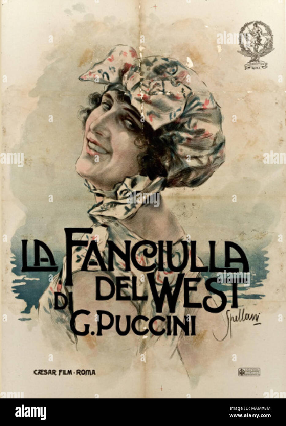 Poster for the 1915 silent film of Puccini's opera La fanciulla del West  David Belasco's play The Girl of the Golden West directed by Cecil B. De  Mille; Artist: Giovanni Spellani (1831 ?