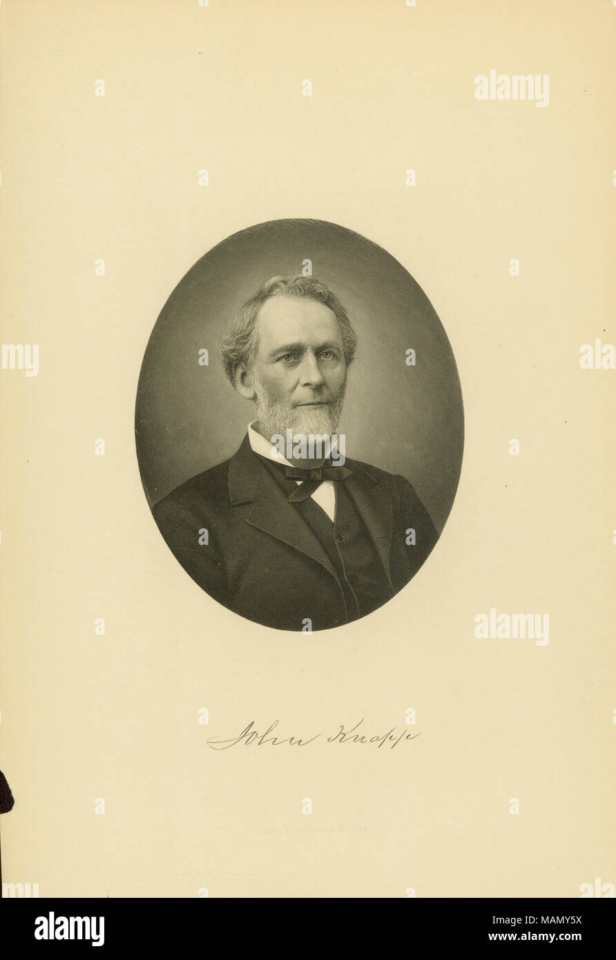 Title: John Knapp.  John Knapp. Steel engraving by unknown,  1883 Missouri History Museum Photograph and Print Collection. Portraits  n12686 Stock Photo