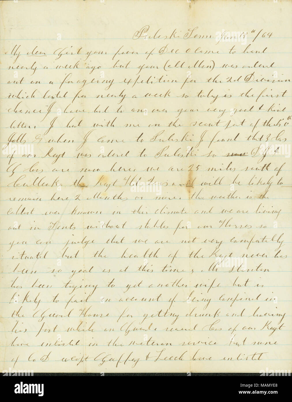 Regarding personal affairs. Title: Letter from George W. W., Pulaski ...