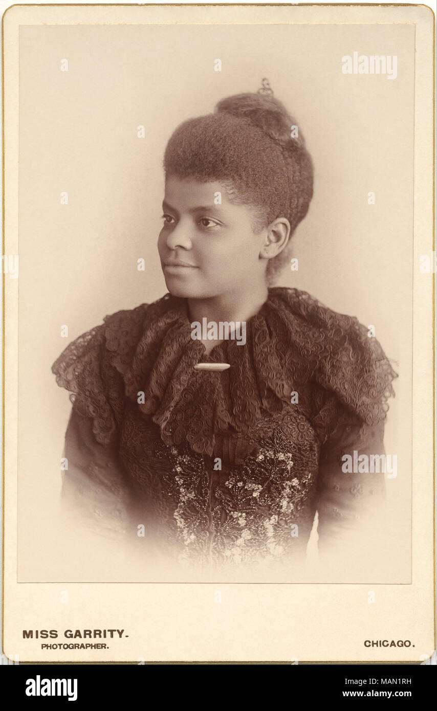 . Ida B. Wells Barnett, in a photograph by Mary Garrity from c. 1893. This version has had dirt and specks removed. Stock Photo