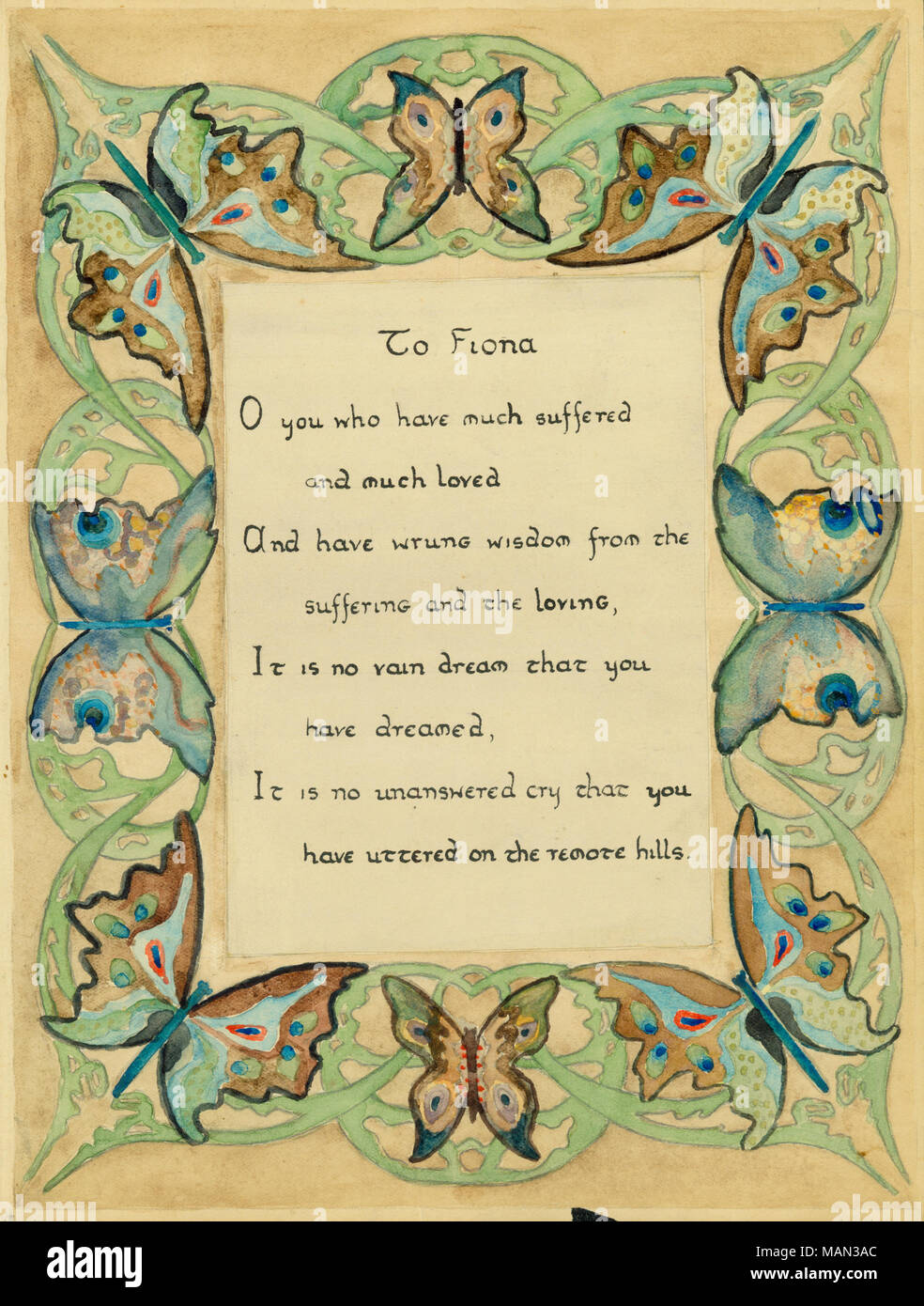 'To Fiona,' poem and border design by Vine Colby. TitleThe Potter's