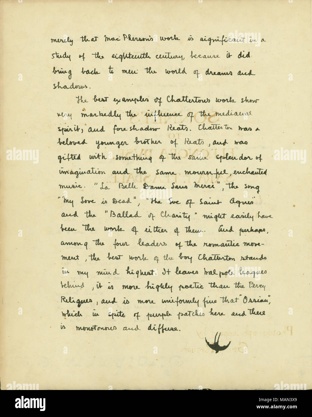 'The Significance of the Works of Walpole, Percy, MacPherson, and Chatterton in the History of Literature,' essay by Vine Colby, page six. Title:The Potter's Wheel, Volume 2, Number 7, page 39, May 1906  . May 1906. Colby, Vine, 1886-1971 Stock Photo