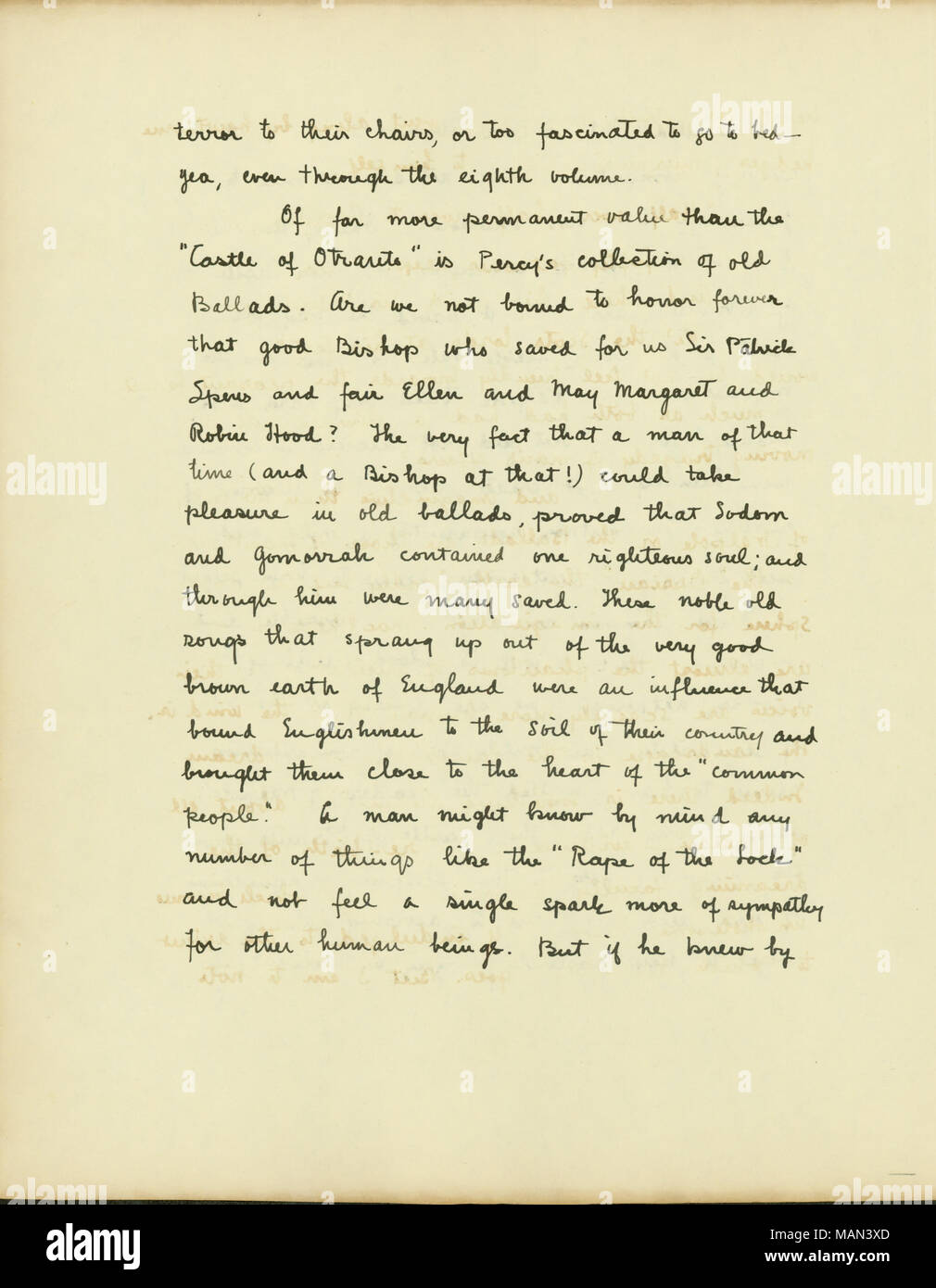 'The Significance of the Works of Walpole, Percy, MacPherson, and Chatterton in the History of Literature,' essay by Vine Colby, page four. Title:The Potter's Wheel, Volume 2, Number 7, page 37, May 1906  . May 1906. Colby, Vine, 1886-1971 Stock Photo