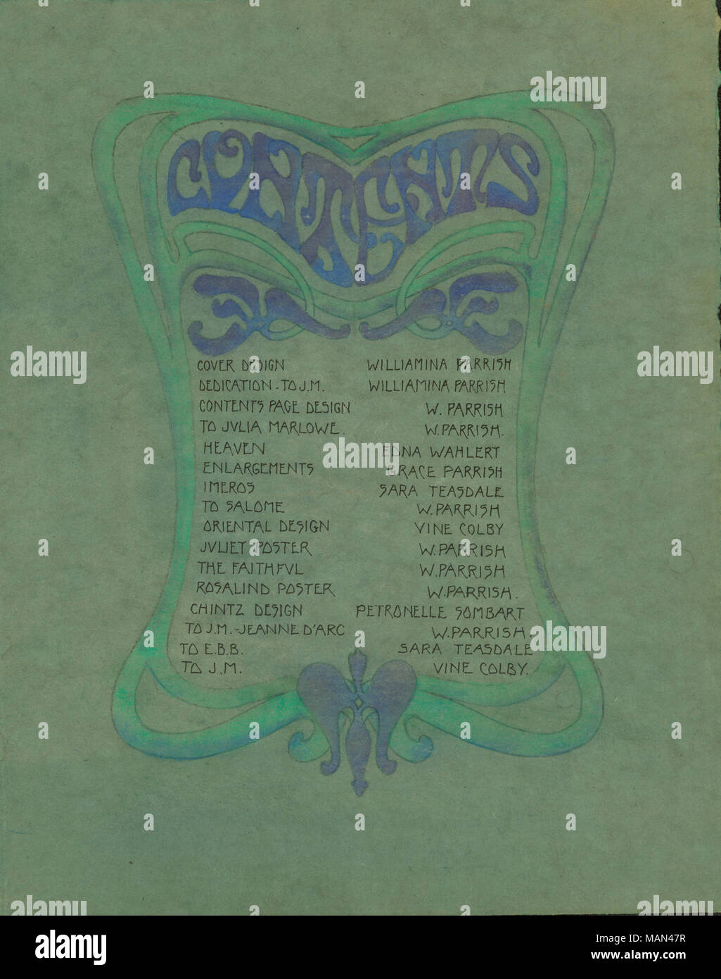 Williamina R Table of contents design by Williamina Parrish. Title:The Potter's ...