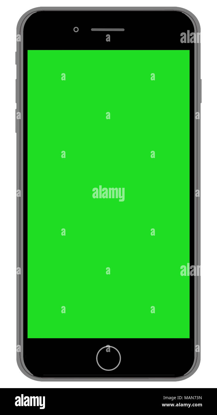 Smartphone iPhone 8 illustration with green screen Stock Photo