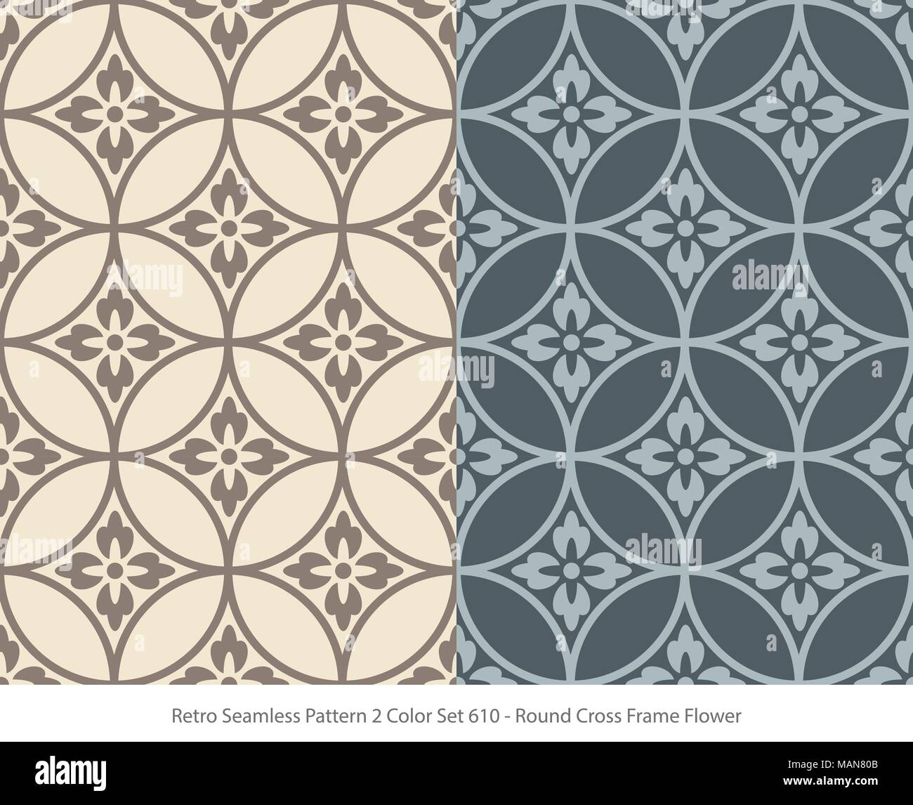 Retro Seamless Background 2 Color Set Round Cross Frame Flower Stock ...