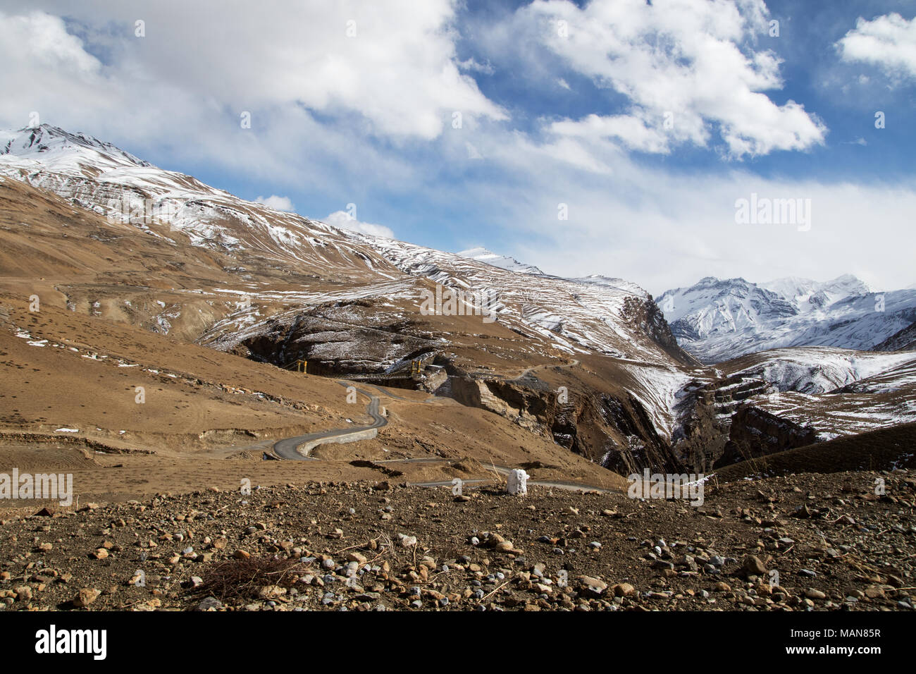 Winding roads of the Himalayas Stock Photo