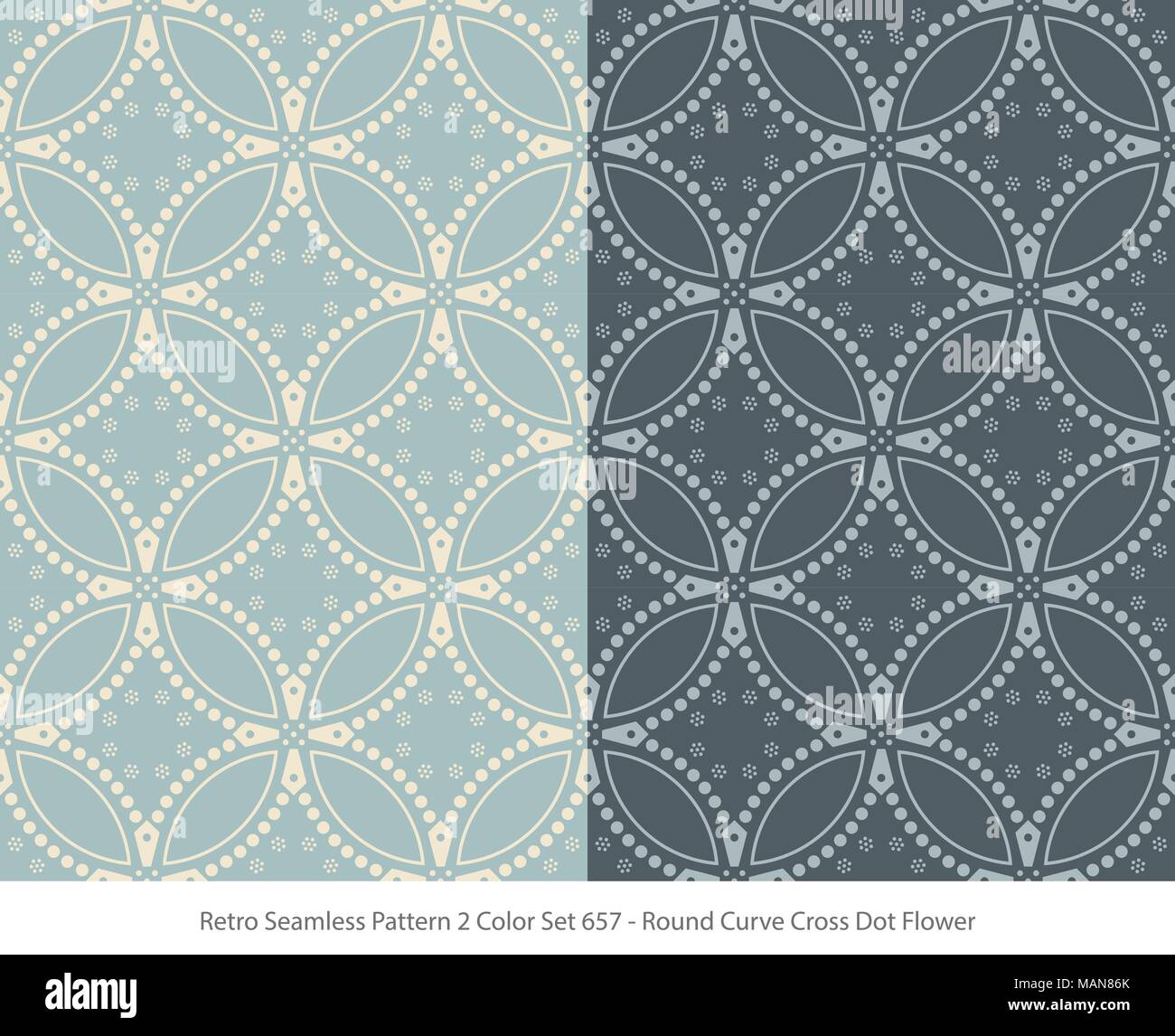 Retro Seamless Background 2 Color Set Round Curve Cross Dot Flower ...