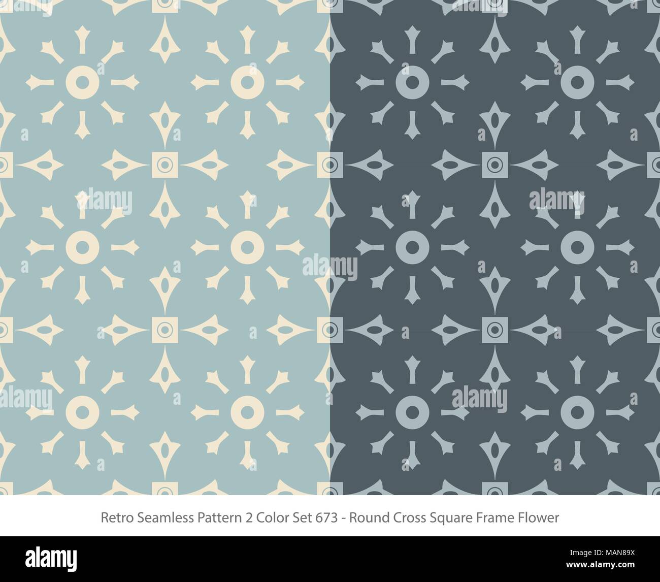 Retro Seamless Background 2 Color Set Round Cross Square Frame Flower ...