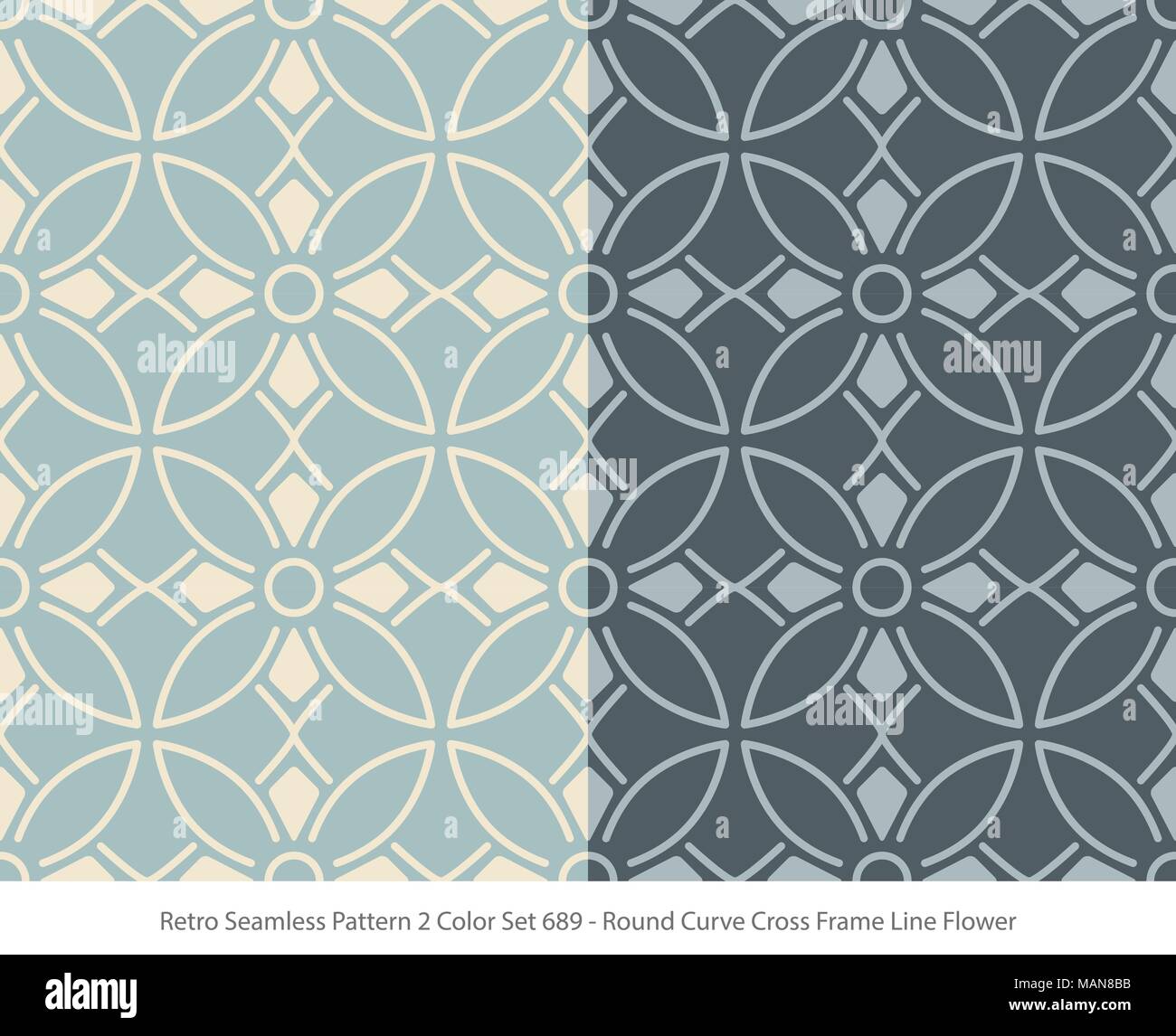 Retro Seamless Background 2 Color Set Round Curve Cross Frame Line ...