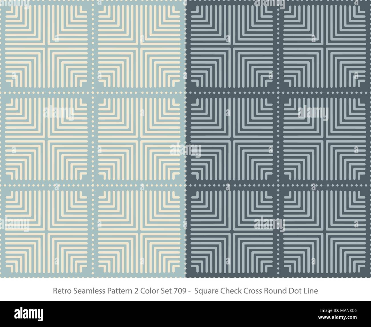 Retro Seamless Background 2 Color Set Square Check Cross Round Dot Line ...