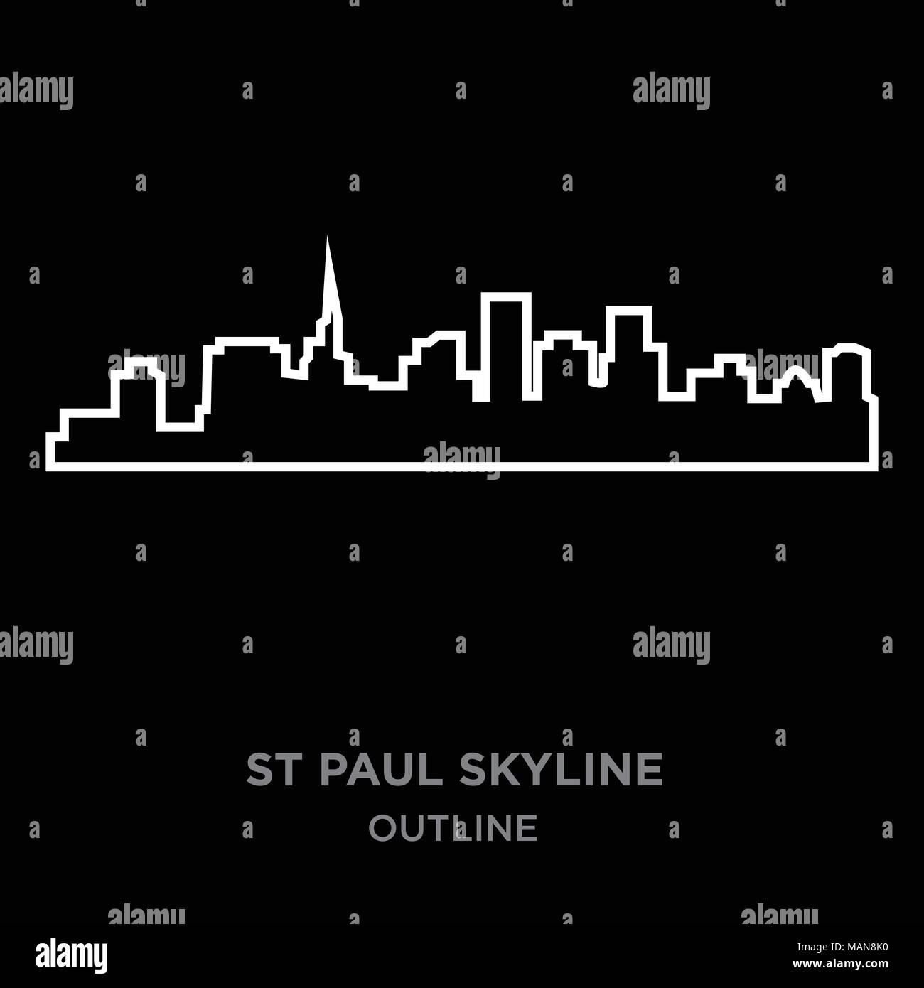 St Paul Artwork Black and White: The St Paul Skyline at Night