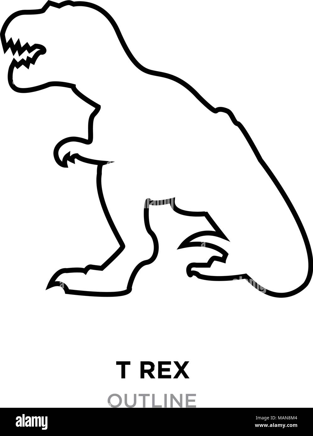 t rex outline on white background, vector illustration Stock Vector ...
