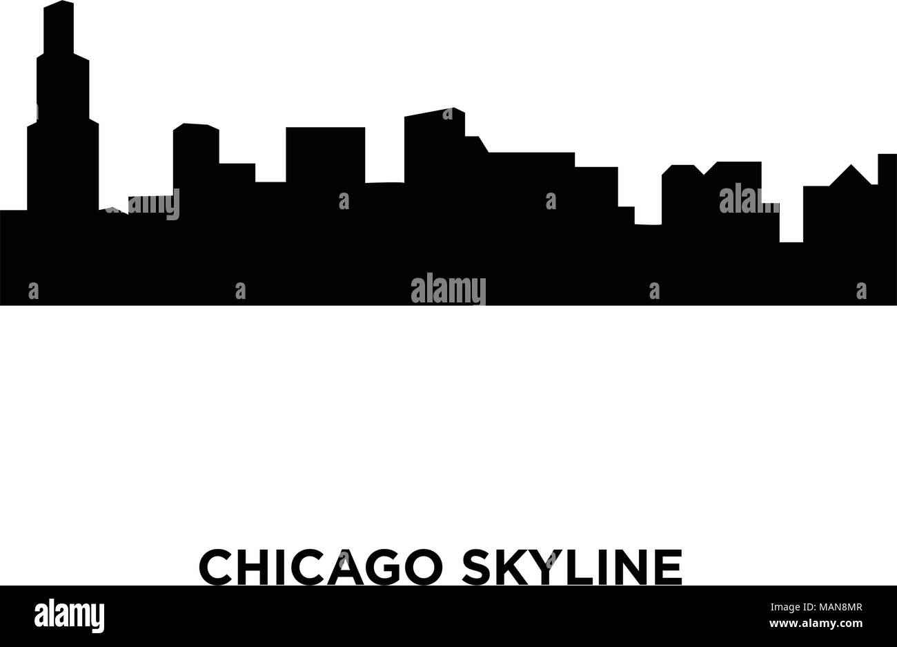 chicago skyline silhouette on white background, vector illustration ...