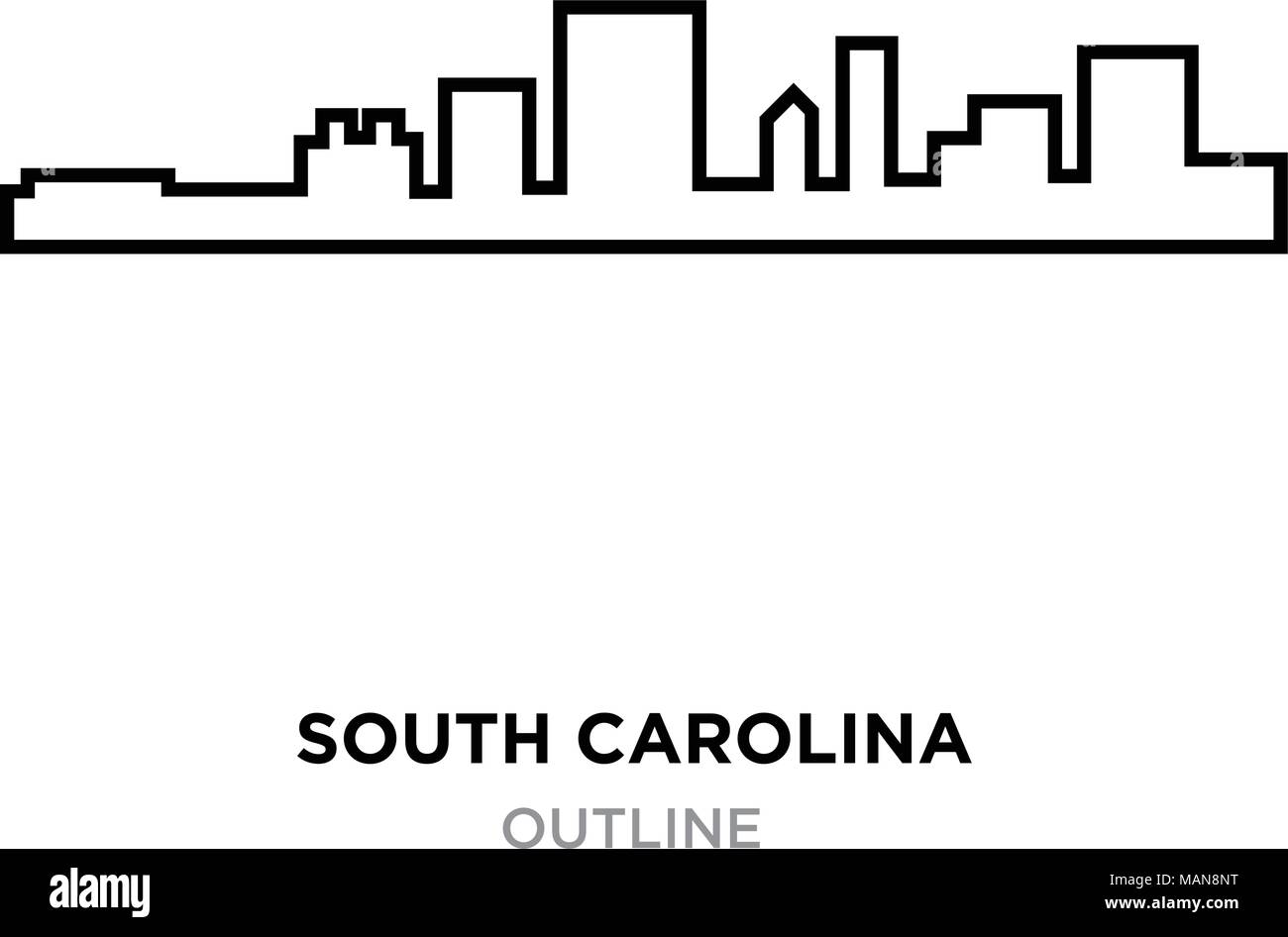 south carolina outline on white background, vector illustration Stock ...