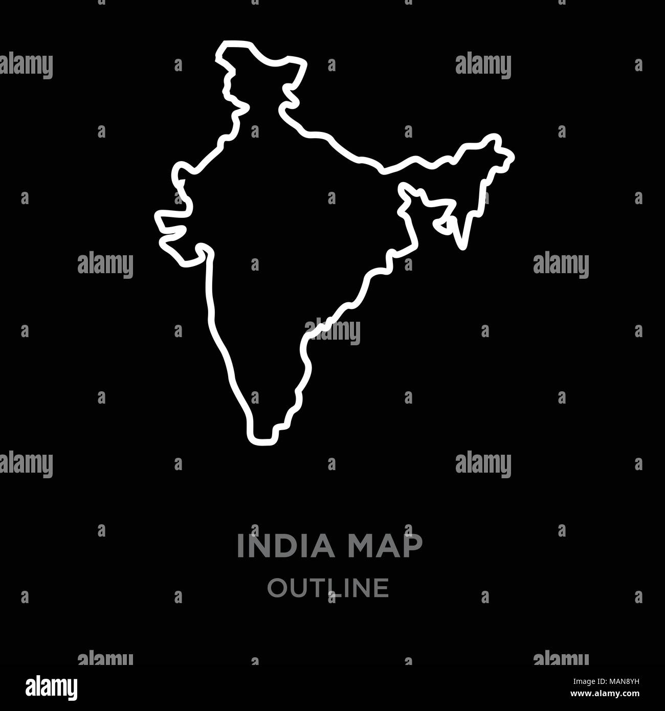 High Resolution Vector India Map Outline