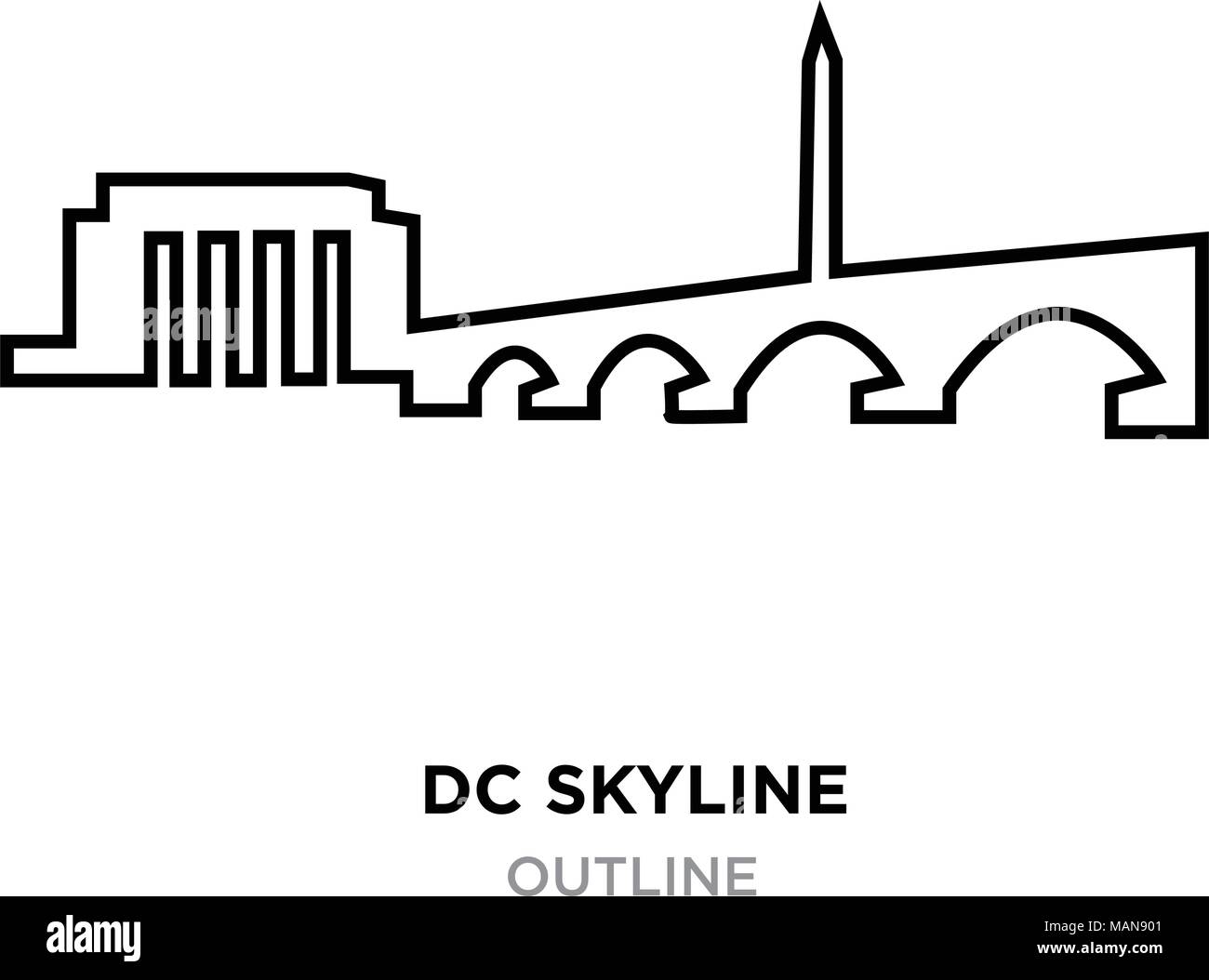 Washington Dc Skyline Vector Silhouette High Resolution Stock
