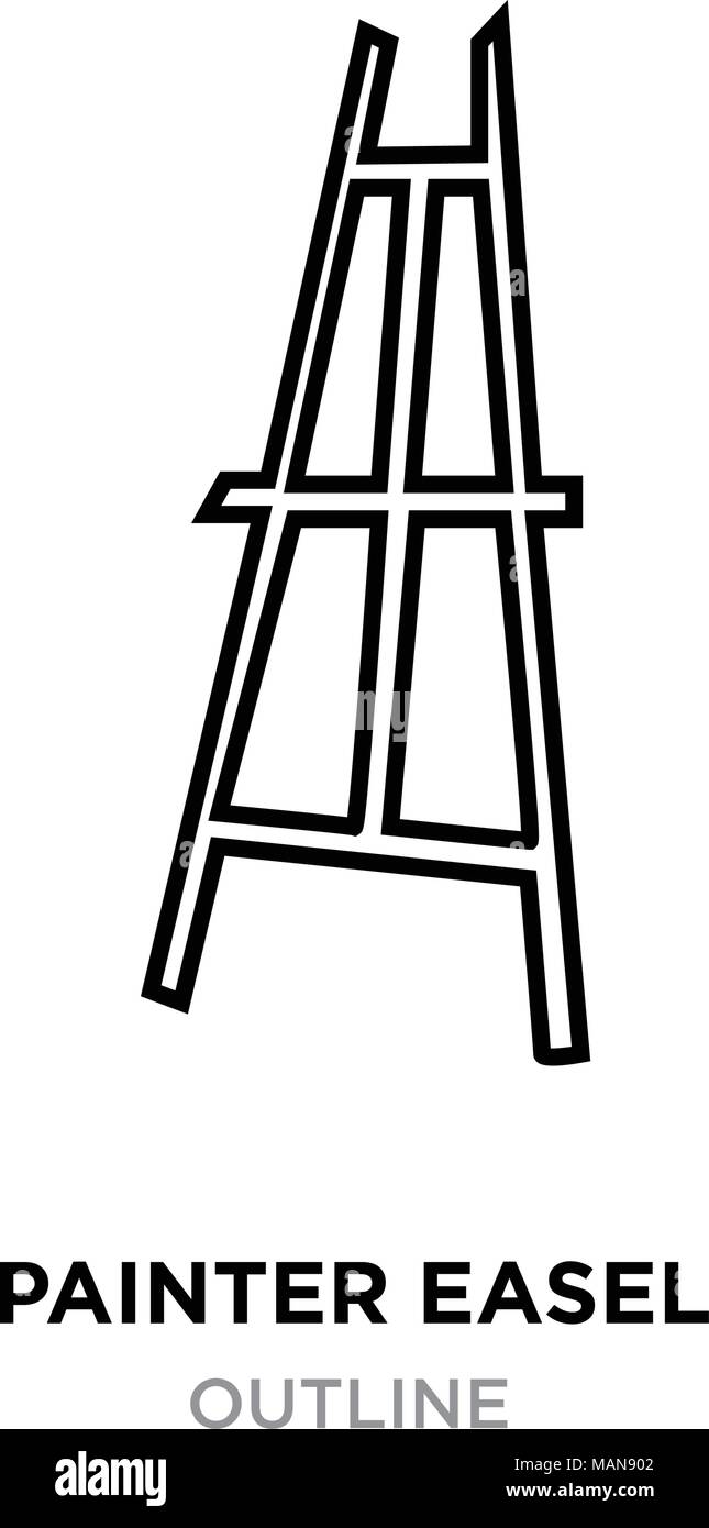 painter easel outline on white background, vector illustration Stock Vector